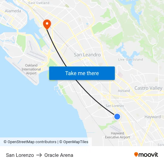 San Lorenzo to Oracle Arena map