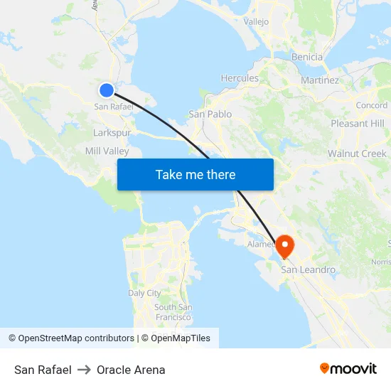 San Rafael to Oracle Arena map