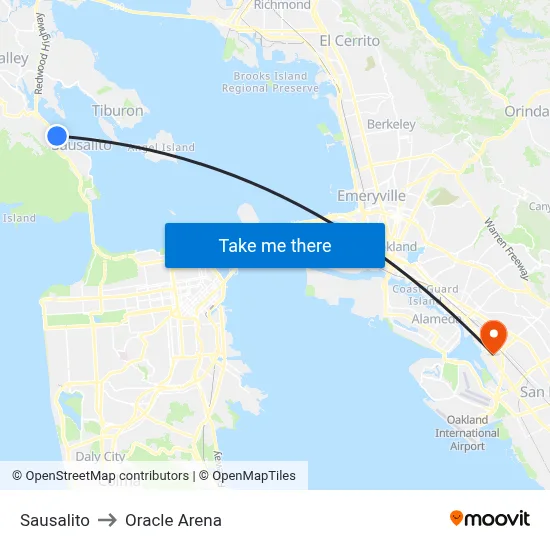 Sausalito to Oracle Arena map