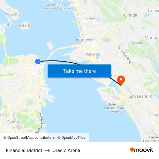 Financial District to Oracle Arena map