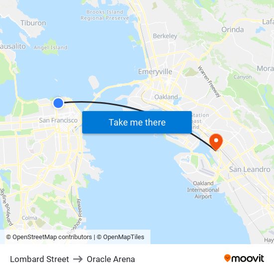 Lombard Street to Oracle Arena map