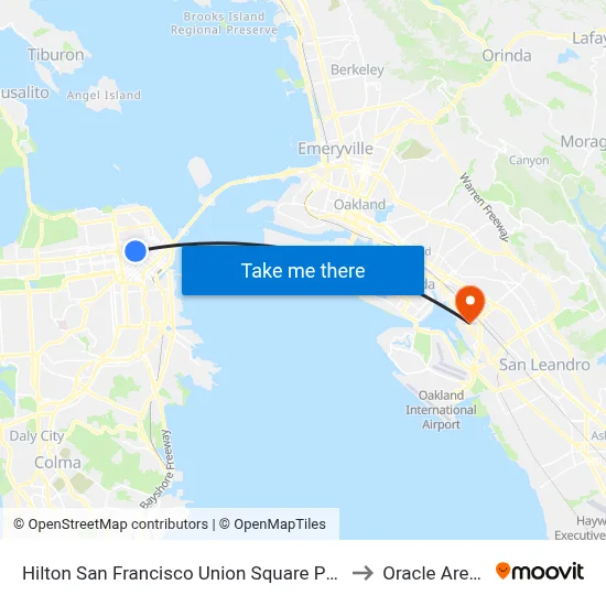 Hilton San Francisco Union Square Pool to Oracle Arena map