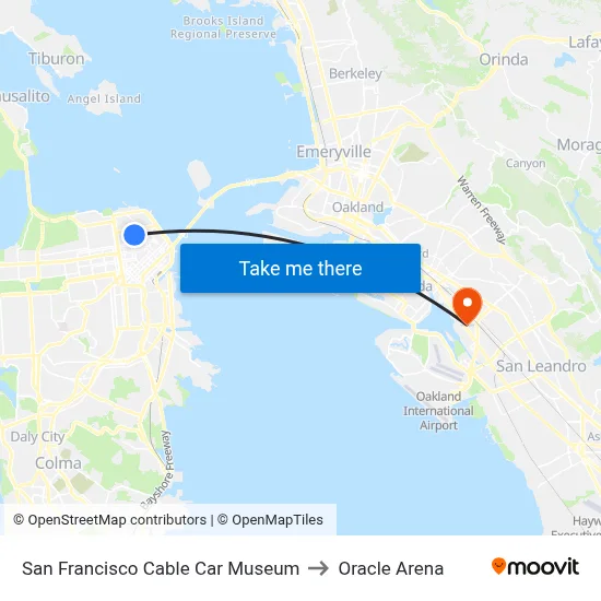 San Francisco Cable Car Museum to Oracle Arena map