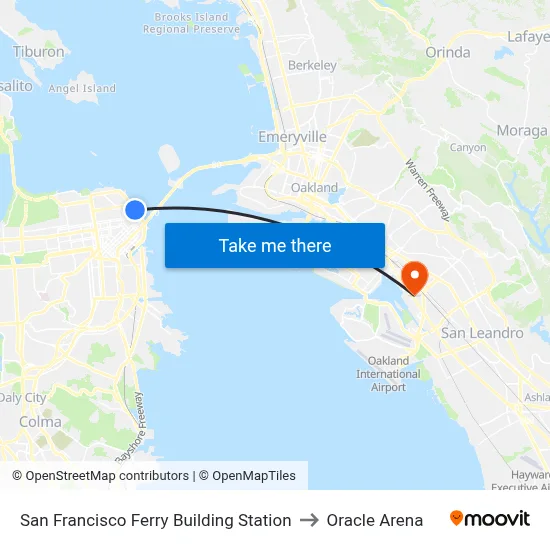 San Francisco Ferry Building Station to Oracle Arena map
