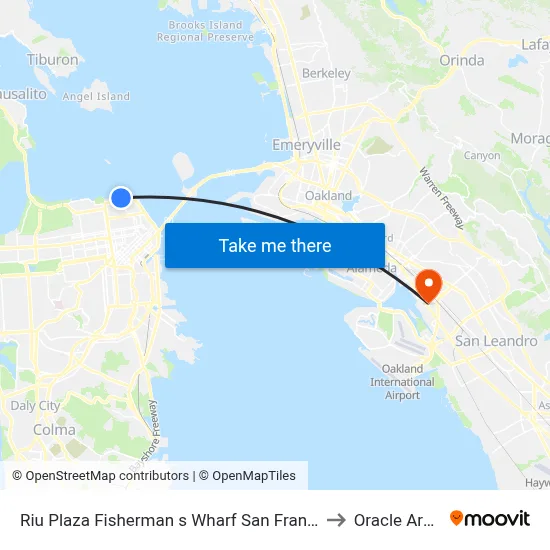 Riu Plaza Fisherman s Wharf San Francisco to Oracle Arena map