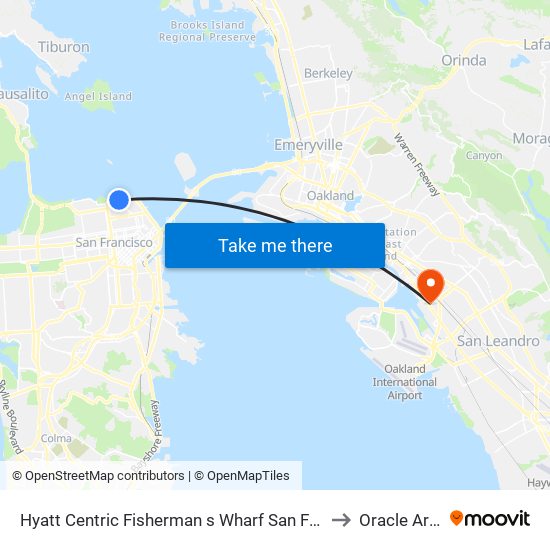 Hyatt Centric Fisherman s Wharf San Francisco to Oracle Arena map