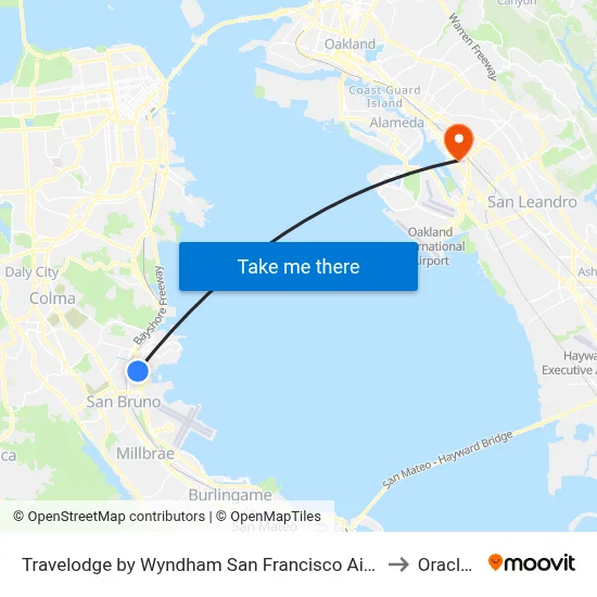Travelodge by Wyndham San Francisco Airport North South San Francisco to Oracle Arena map