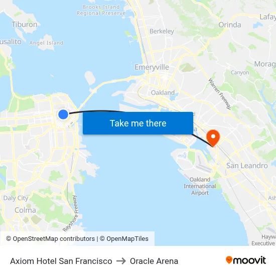 Axiom Hotel San Francisco to Oracle Arena map