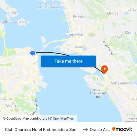Club Quarters Hotel Embarcadero San Francisco to Oracle Arena map