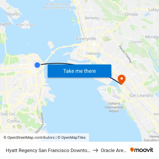 Hyatt Regency San Francisco Downtown to Oracle Arena map