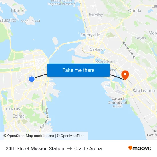24th Street Mission Station to Oracle Arena map