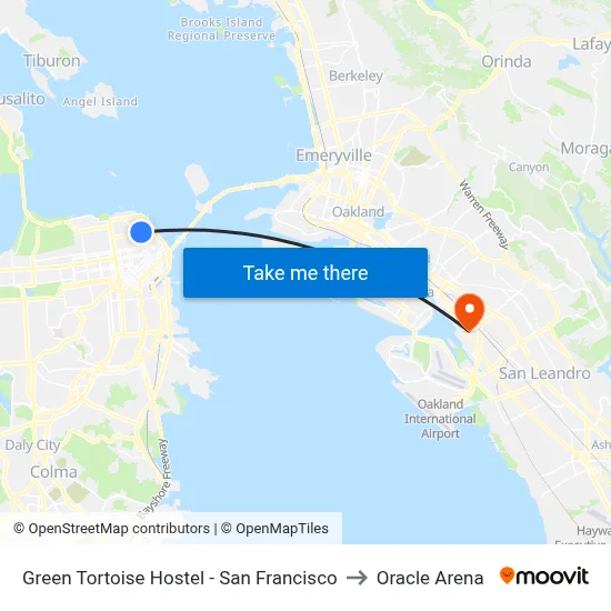 Green Tortoise Hostel - San Francisco to Oracle Arena map