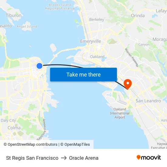 St Regis San Francisco to Oracle Arena map