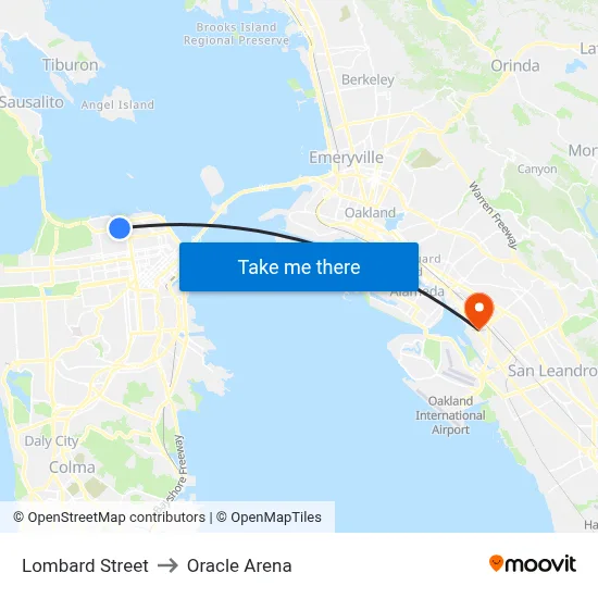 Lombard Street to Oracle Arena map