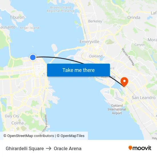 Ghirardelli Square to Oracle Arena map