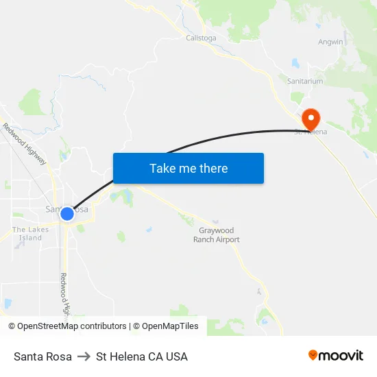 Santa Rosa Bus Map Santa Rosa to St Helena CA USA with public transportation