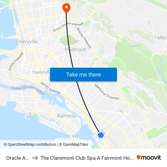 Oracle Arena to The Claremont Club Spa A Fairmont Hotel Berkeley map