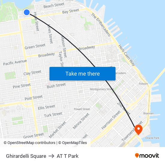 Ghirardelli Square to AT T Park map