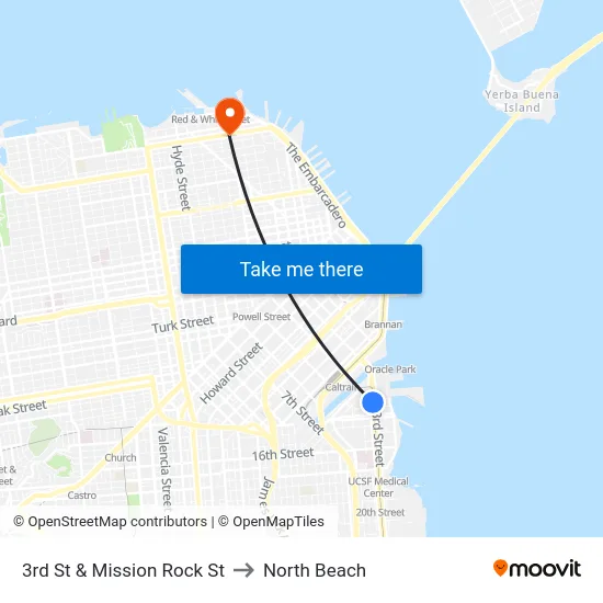 3rd St & Mission Rock St to North Beach map