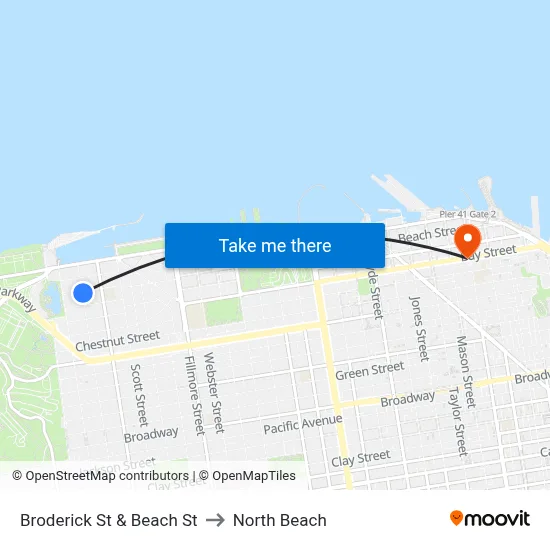 Broderick St & Beach St to North Beach map