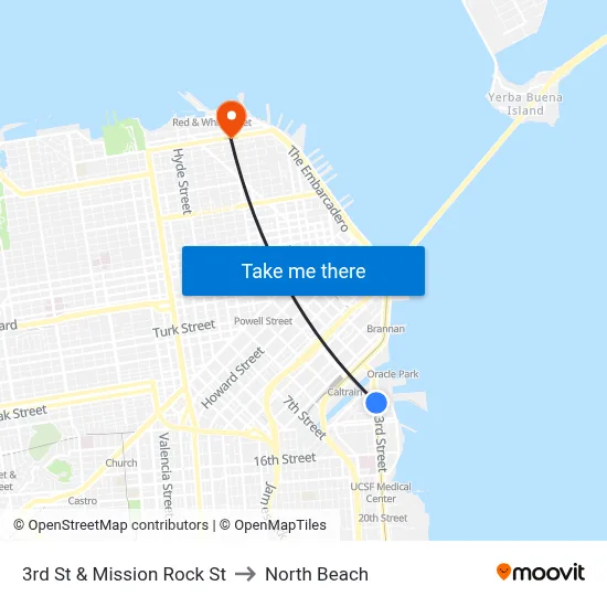 3rd St & Mission Rock St to North Beach map