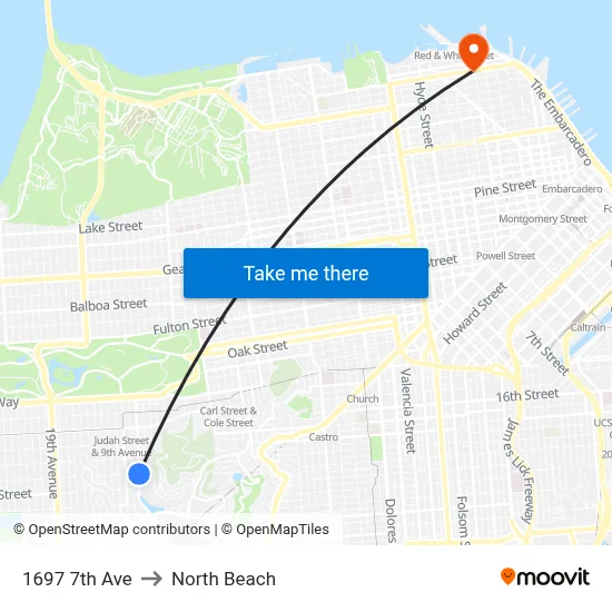 1697 7th Ave to North Beach map
