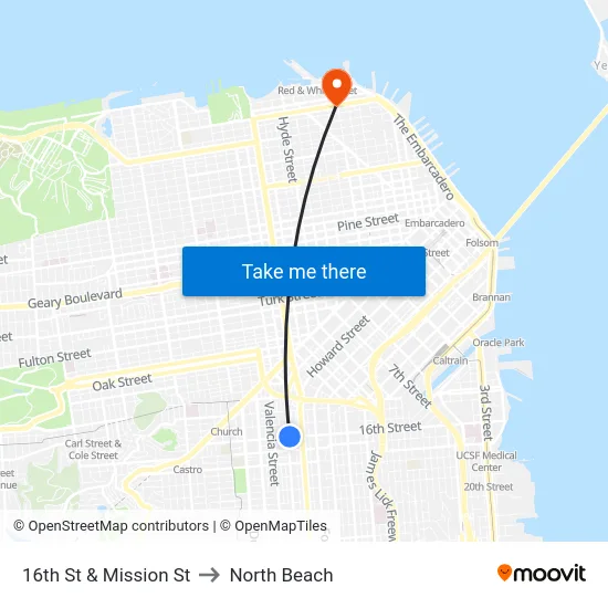 16th St & Mission St to North Beach map