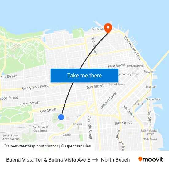 Buena Vista Ter & Buena Vista Ave E to North Beach map