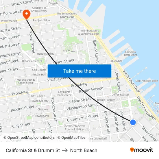 California St & Drumm St to North Beach map