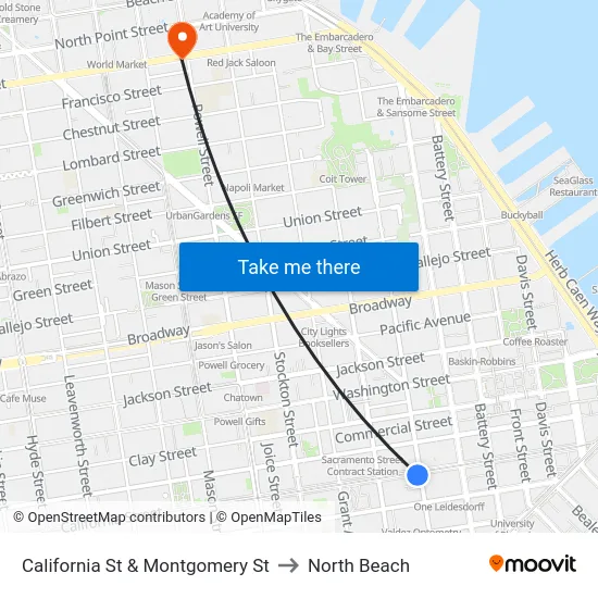 California St & Montgomery St to North Beach map