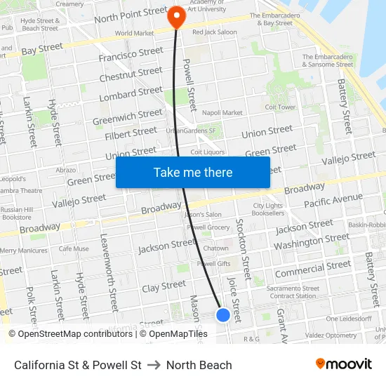 California St & Powell St to North Beach map