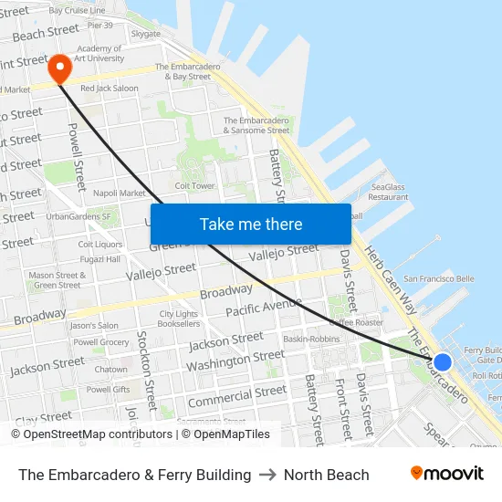 The Embarcadero & Ferry Building to North Beach map
