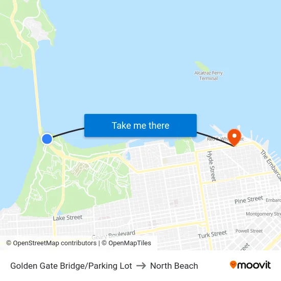 Golden Gate Bridge/Parking Lot to North Beach map