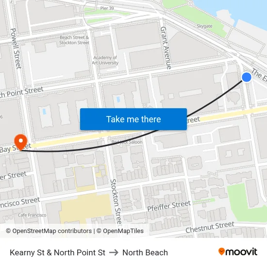 Kearny St & North Point St to North Beach map