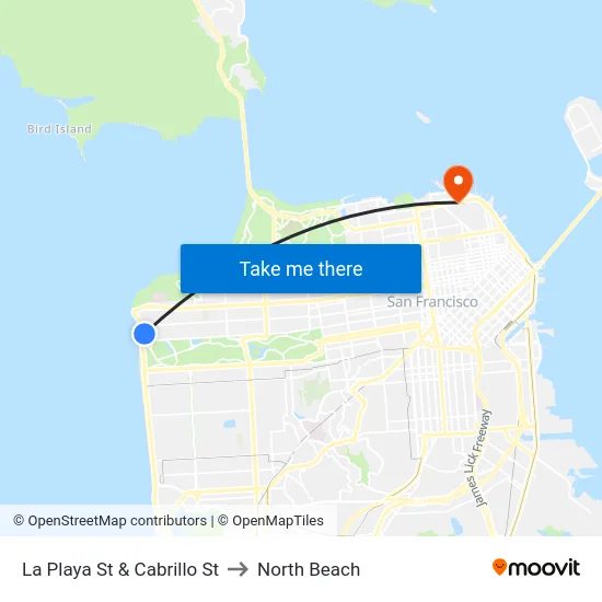 La Playa St & Cabrillo St to North Beach map