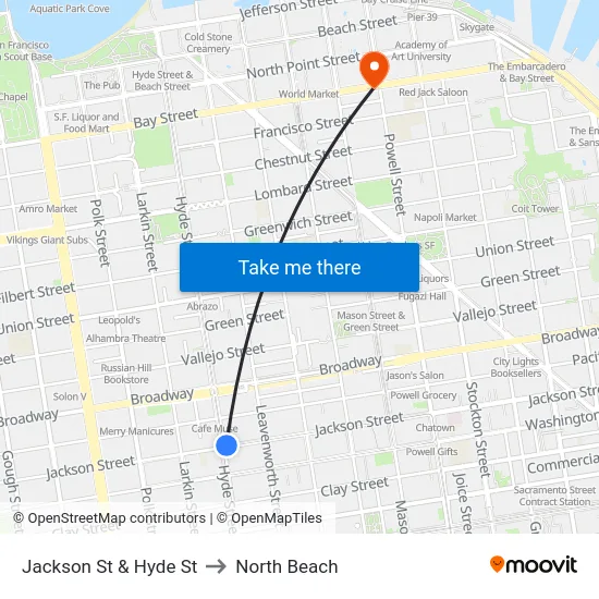 Jackson St & Hyde St to North Beach map