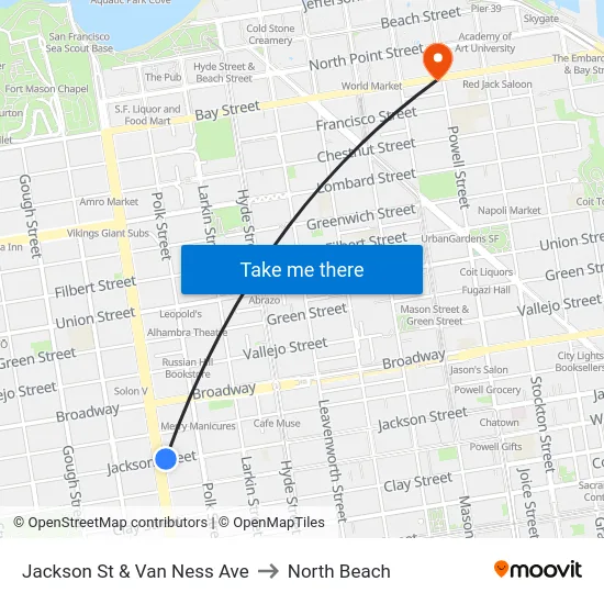 Jackson St & Van Ness Ave to North Beach map