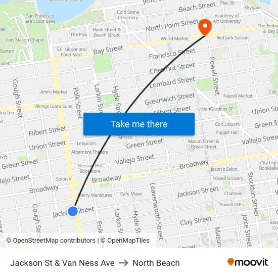Jackson St & Van Ness Ave to North Beach map