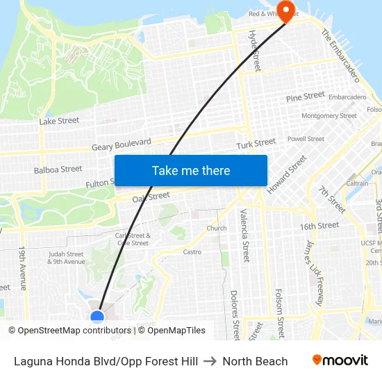 Laguna Honda Blvd/Opp Forest Hill to North Beach map