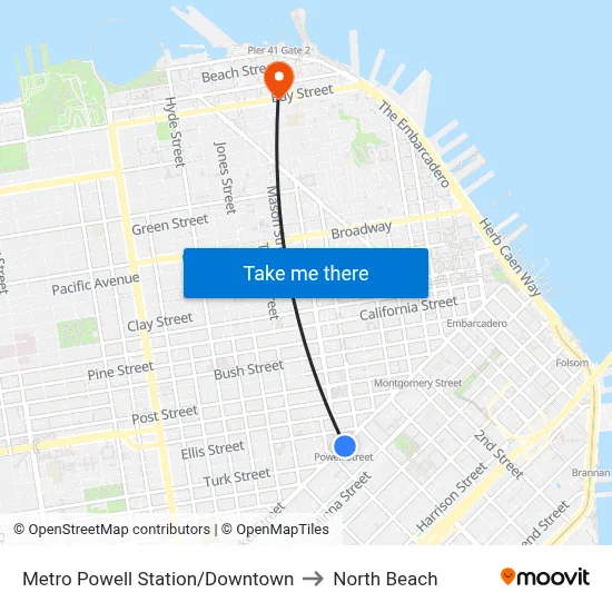 Metro Powell Station/Downtown to North Beach map