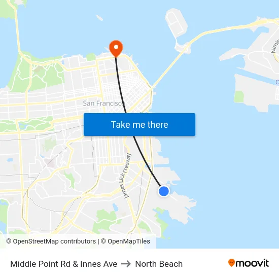 Middle Point Rd & Innes Ave to North Beach map