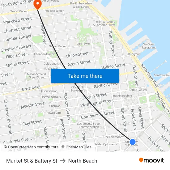 Market St & Battery St to North Beach map
