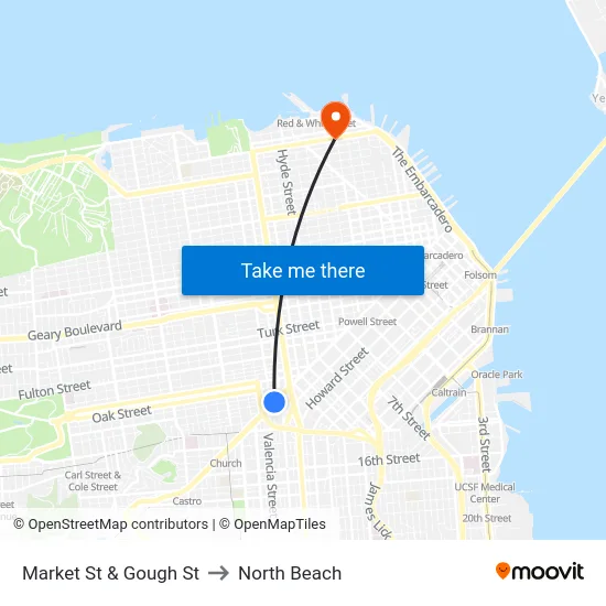 Market St & Gough St to North Beach map