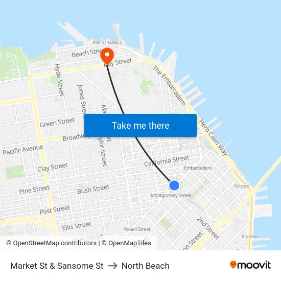 Market St & Sansome St to North Beach map