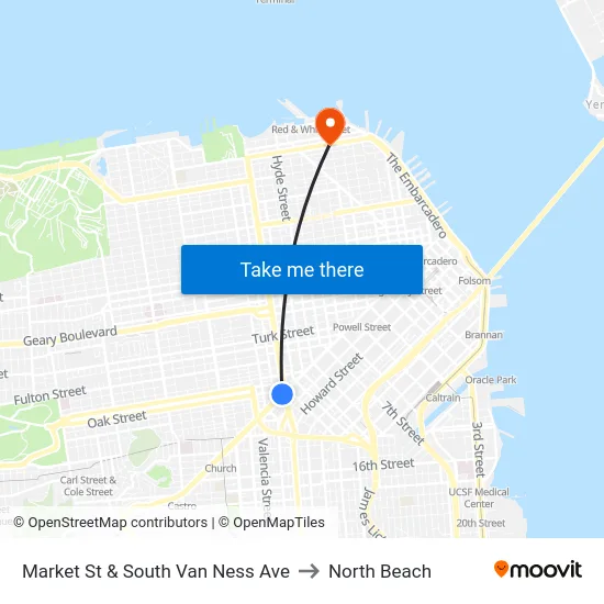 Market St & South Van Ness Ave to North Beach map