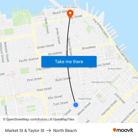 Market St & Taylor St to North Beach map