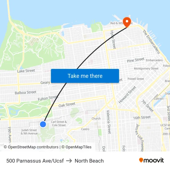 500 Parnassus Ave/Ucsf to North Beach map