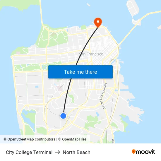 City College Terminal to North Beach map