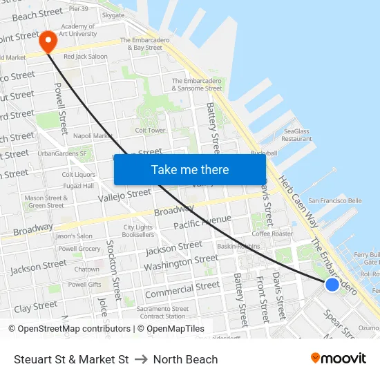 Steuart St & Market St to North Beach map
