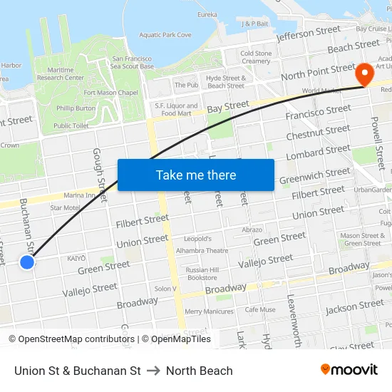 Union St & Buchanan St to North Beach map